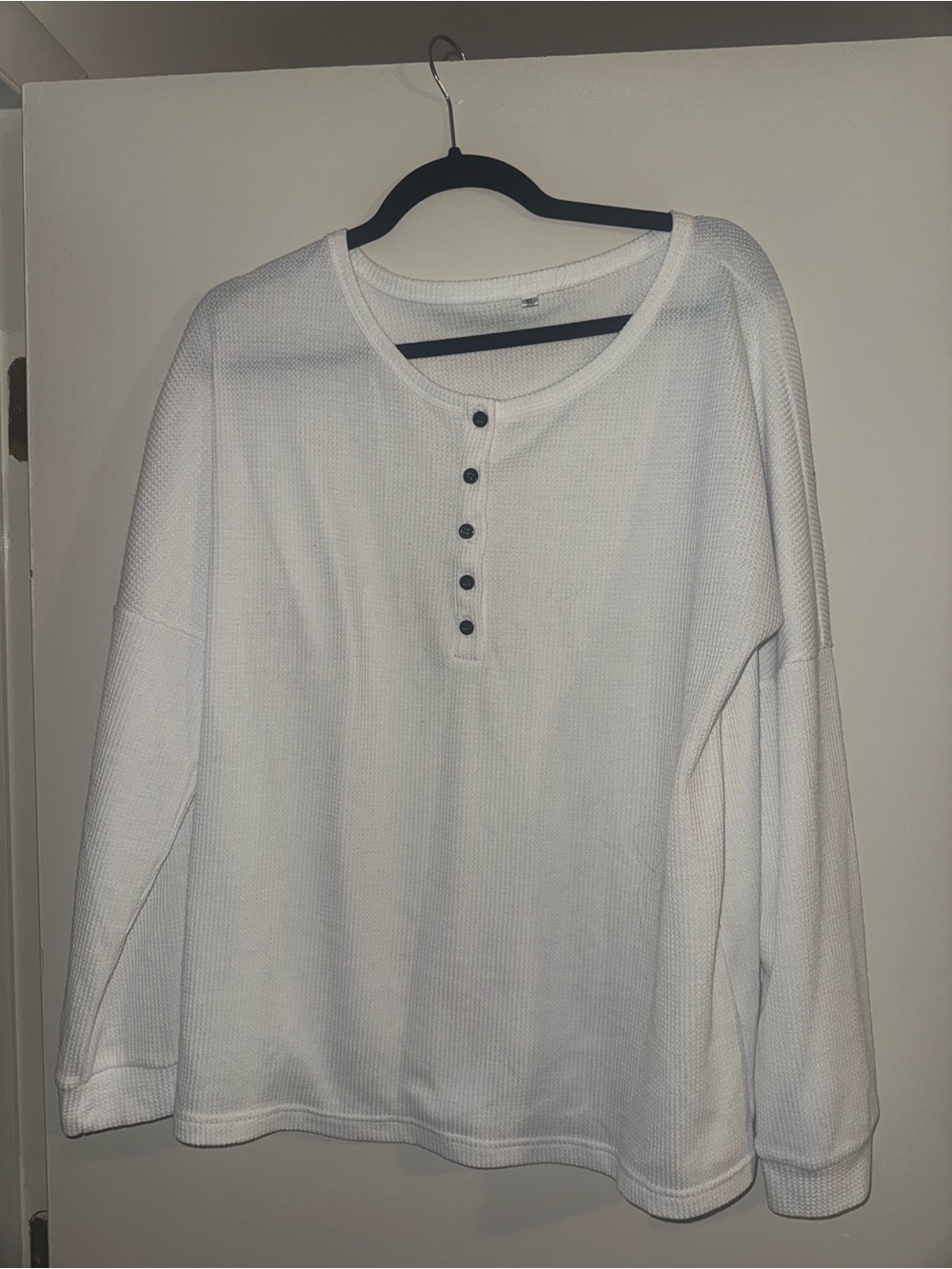 White Women’s Waffle Henley Long-Sleeve Shirt